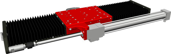 SYZAX Axis with pneumatic weight compensation brake and protective bellows